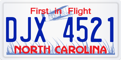 NC license plate DJX4521