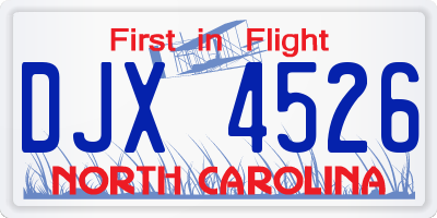 NC license plate DJX4526