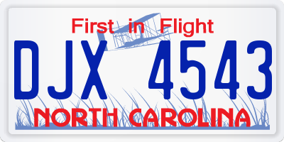 NC license plate DJX4543