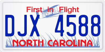 NC license plate DJX4588