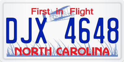 NC license plate DJX4648