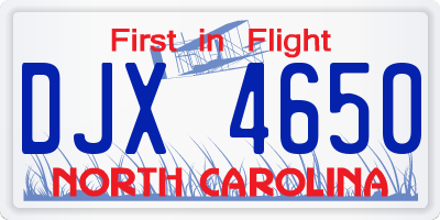 NC license plate DJX4650