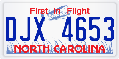 NC license plate DJX4653
