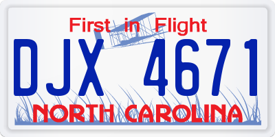 NC license plate DJX4671