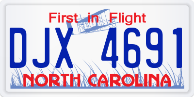 NC license plate DJX4691