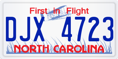 NC license plate DJX4723
