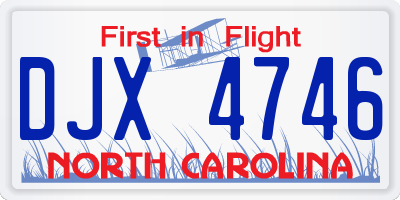 NC license plate DJX4746