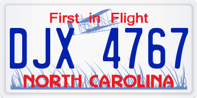 NC license plate DJX4767