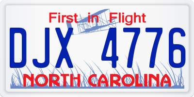 NC license plate DJX4776