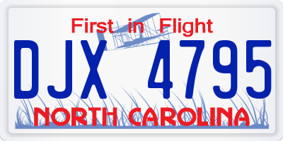 NC license plate DJX4795