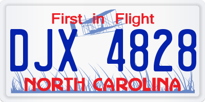 NC license plate DJX4828