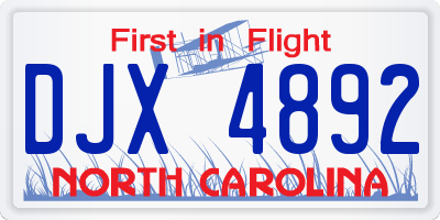NC license plate DJX4892