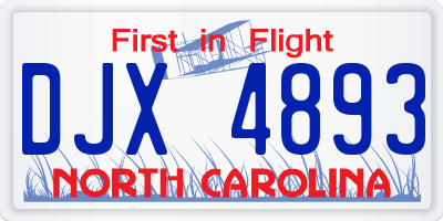 NC license plate DJX4893
