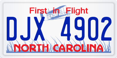 NC license plate DJX4902