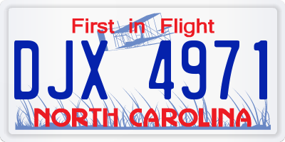 NC license plate DJX4971