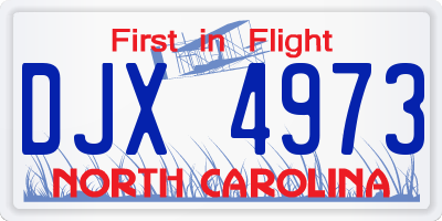 NC license plate DJX4973