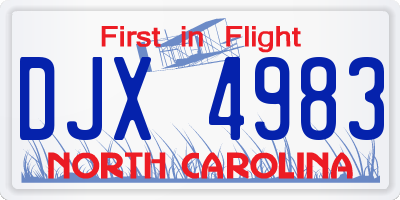 NC license plate DJX4983