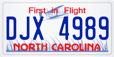 NC license plate DJX4989