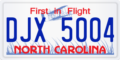 NC license plate DJX5004
