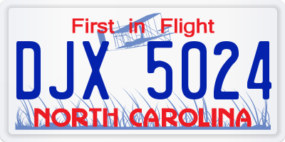 NC license plate DJX5024