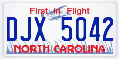 NC license plate DJX5042
