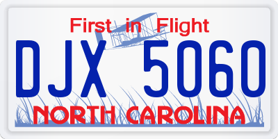 NC license plate DJX5060