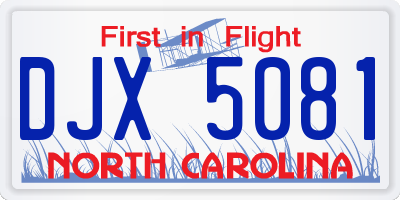 NC license plate DJX5081