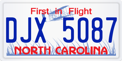 NC license plate DJX5087