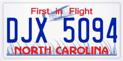 NC license plate DJX5094