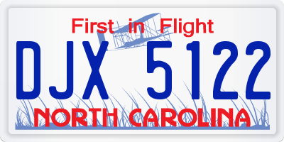 NC license plate DJX5122
