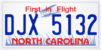 NC license plate DJX5132