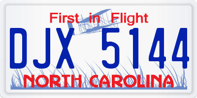 NC license plate DJX5144