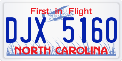 NC license plate DJX5160