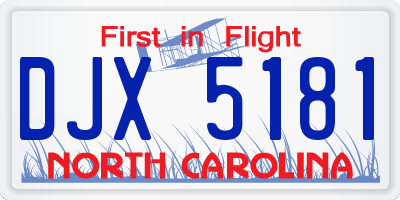 NC license plate DJX5181