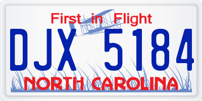 NC license plate DJX5184