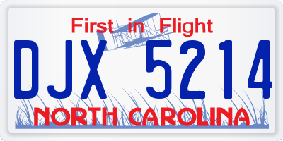 NC license plate DJX5214