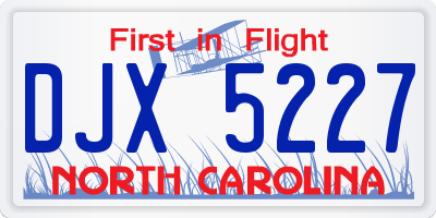 NC license plate DJX5227