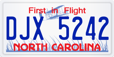 NC license plate DJX5242