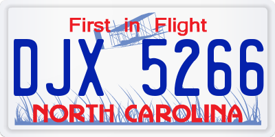NC license plate DJX5266