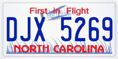 NC license plate DJX5269