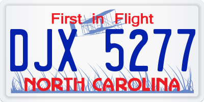 NC license plate DJX5277