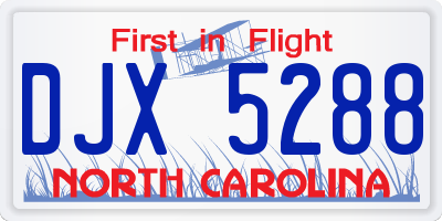 NC license plate DJX5288