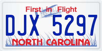 NC license plate DJX5297