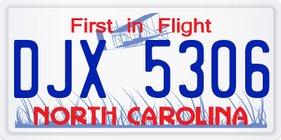 NC license plate DJX5306