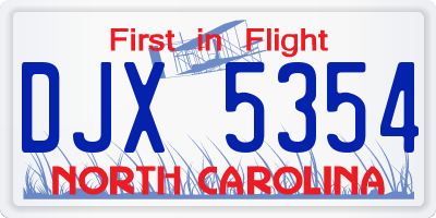 NC license plate DJX5354