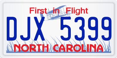 NC license plate DJX5399