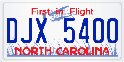 NC license plate DJX5400
