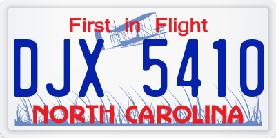 NC license plate DJX5410