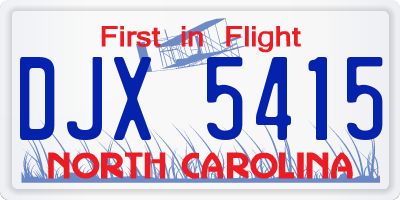 NC license plate DJX5415