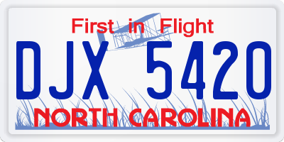 NC license plate DJX5420